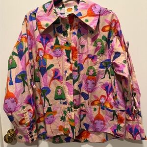 NWOT FARM RIO Colorful Graphic Button-Up Shirt